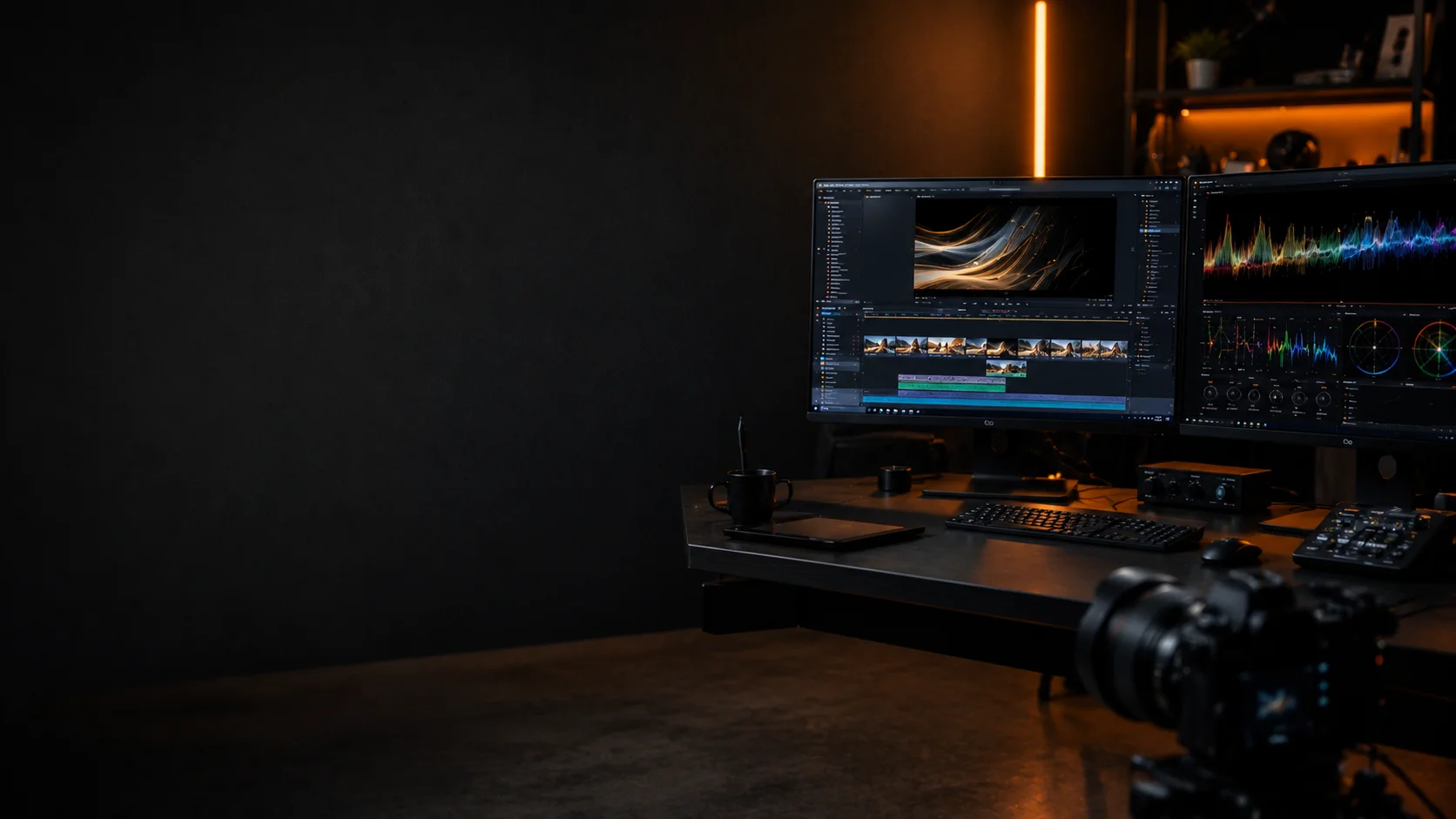 AI-assisted video production monitor setup